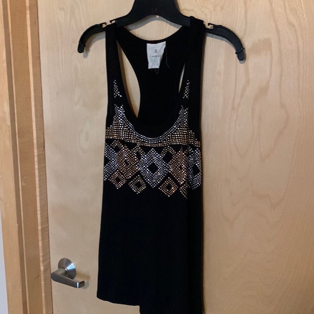 Threads embellished racerback tank top